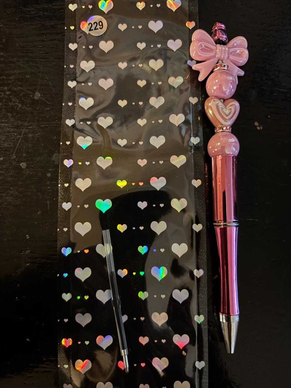 Pink Metallic Beaded Pens